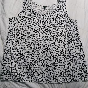 Talbots Black and White Floral Tank Top